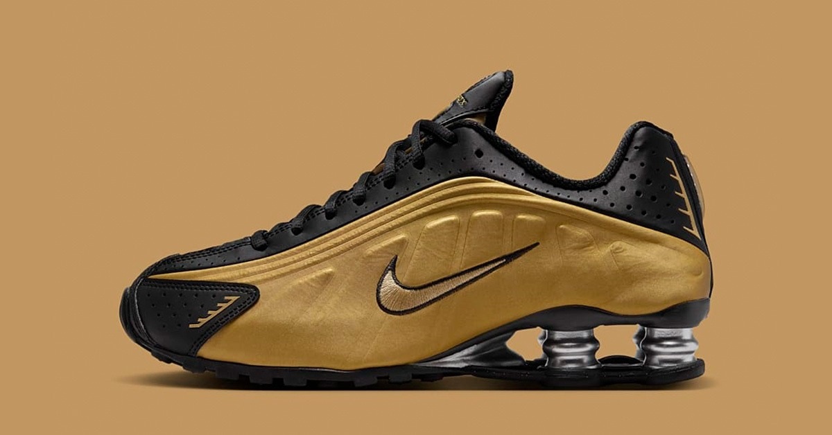 nike gum Shox R4 "Black/Metallic Gold" - A Luxurious Addition for Autumn 2024